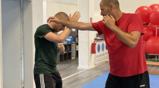 Wing Chun Training in Braunschweig – Trainer demonstriert Selbstverteidigungstechnik mit Schüler